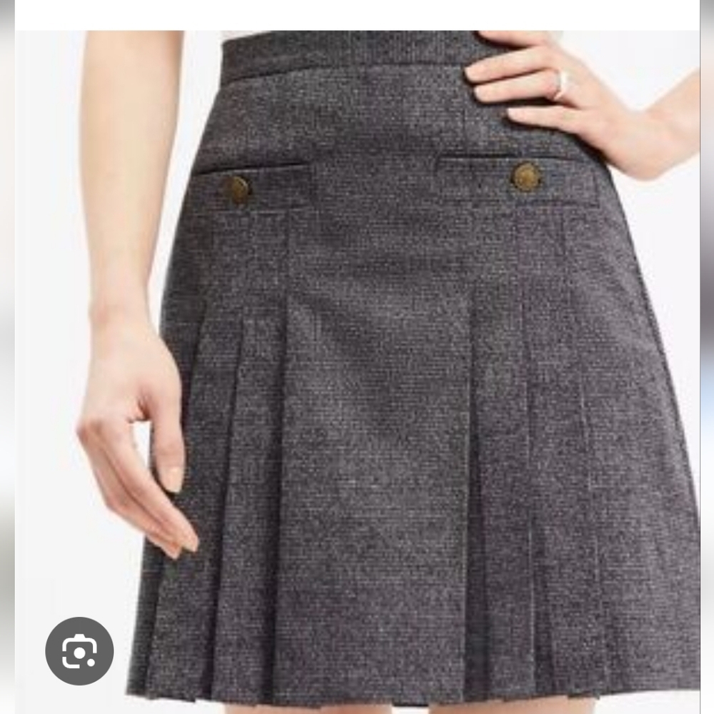 Loft Houndstooth Brushed Flannel Pleated Pocket Skirt Size 8 NWT - Picture 2 of 7